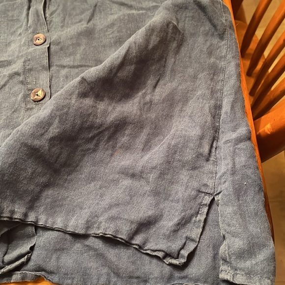 Flax by Jeanne Englehart Womens Small Linen Sleeveless Button Down Blouse Blue - Picture 9 of 10